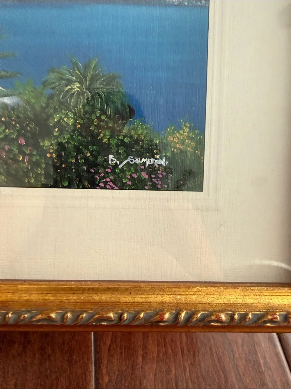 Gold Framed Tenerife Landscape Wall Art - Blue 12x10